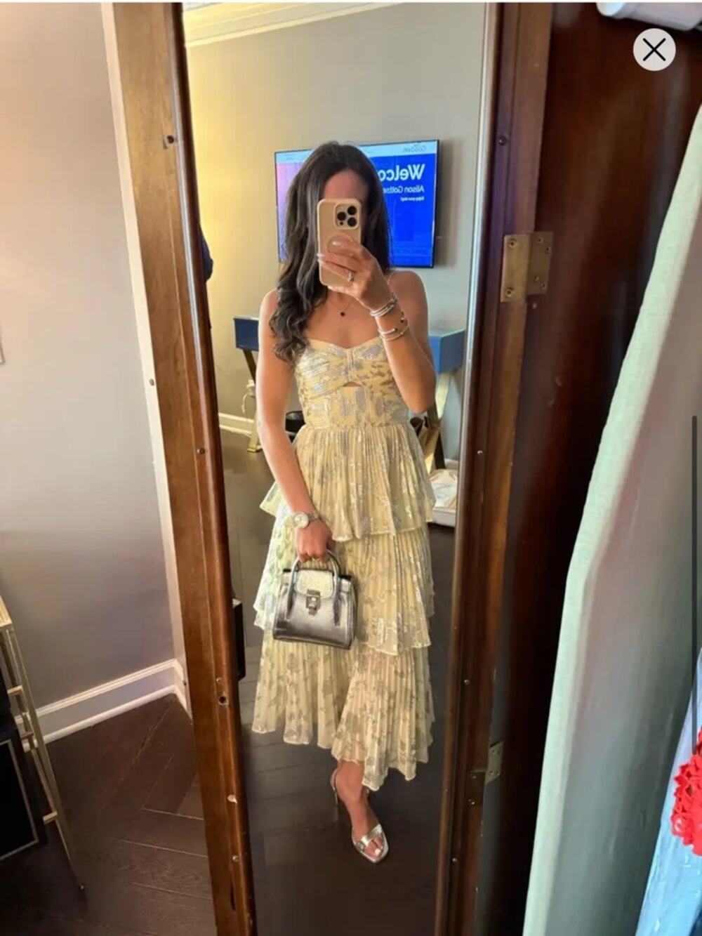 Self-Portrait Metallic Jacquard Midi Dress UK6/US2
